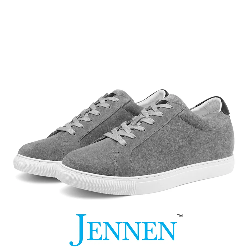 Mr. Banksy Grey 7cm | 2.8 inches Taller Suede Sneakers with Lifts for Men