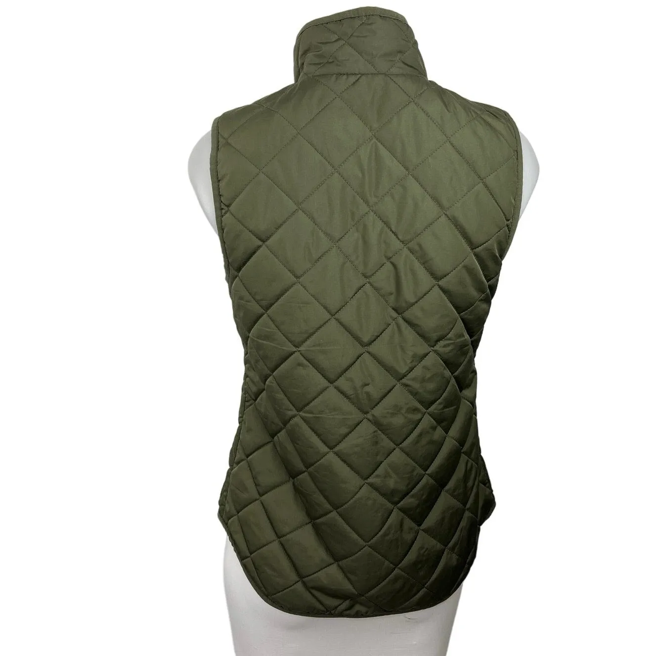 Old Navy Olive Green Full Zip Quilted High Neck Winter Puffer Coat Vest Size XS