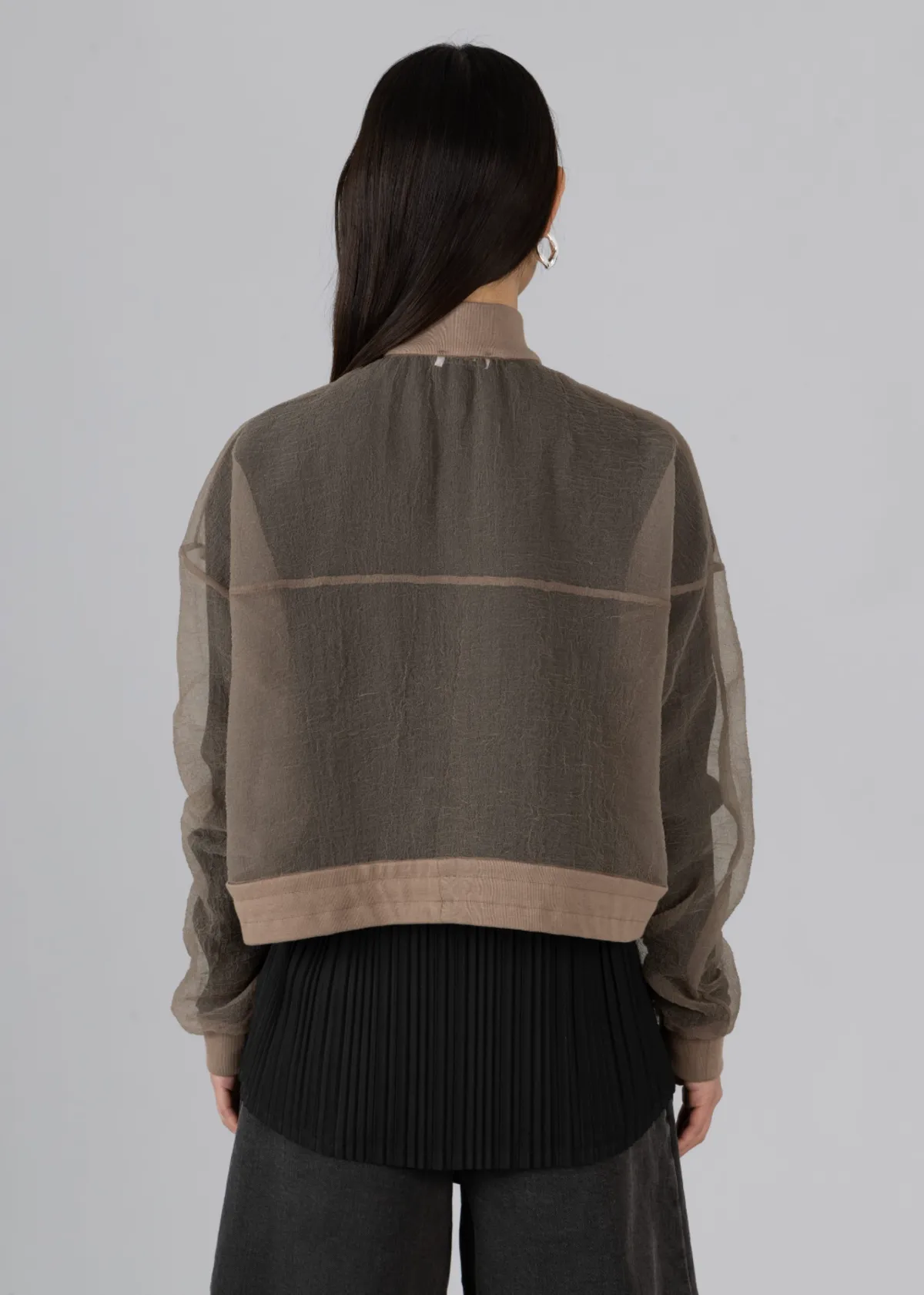 Organza Bomber Jacket - Brown