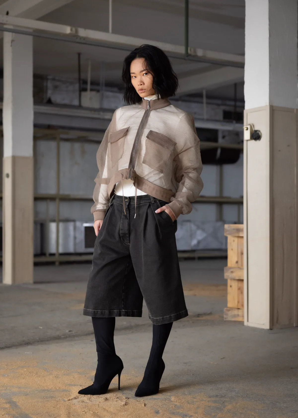 Organza Bomber Jacket - Brown