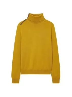 Overseas Station Season Big Chance 8 18 PS Women s Stitching Turtleneck Wool Knit Mustard 270861