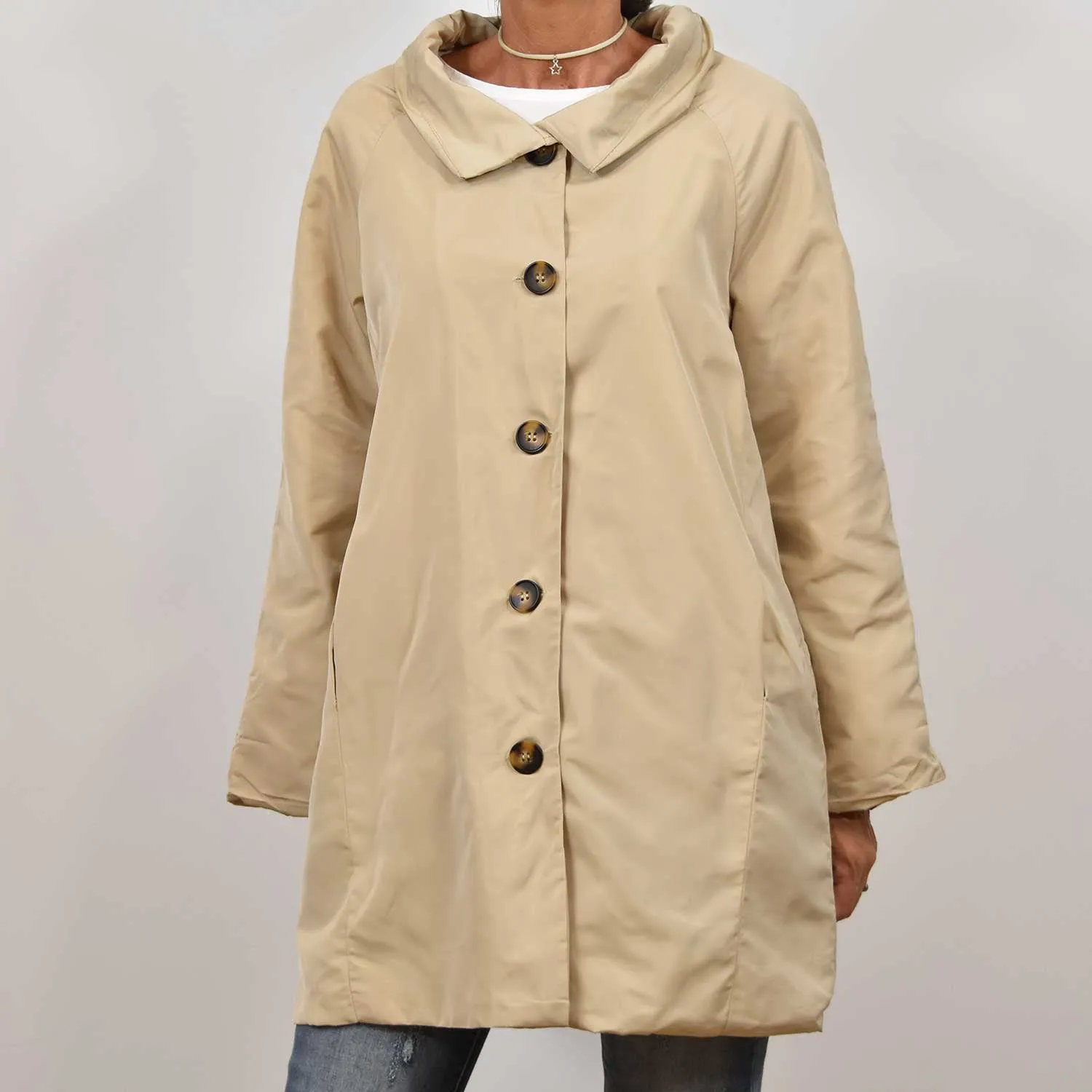 Parka outdoor botones beige