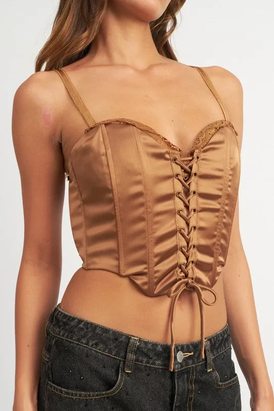 PEEKABOO CORSET TOP WITH LACE DETAIL