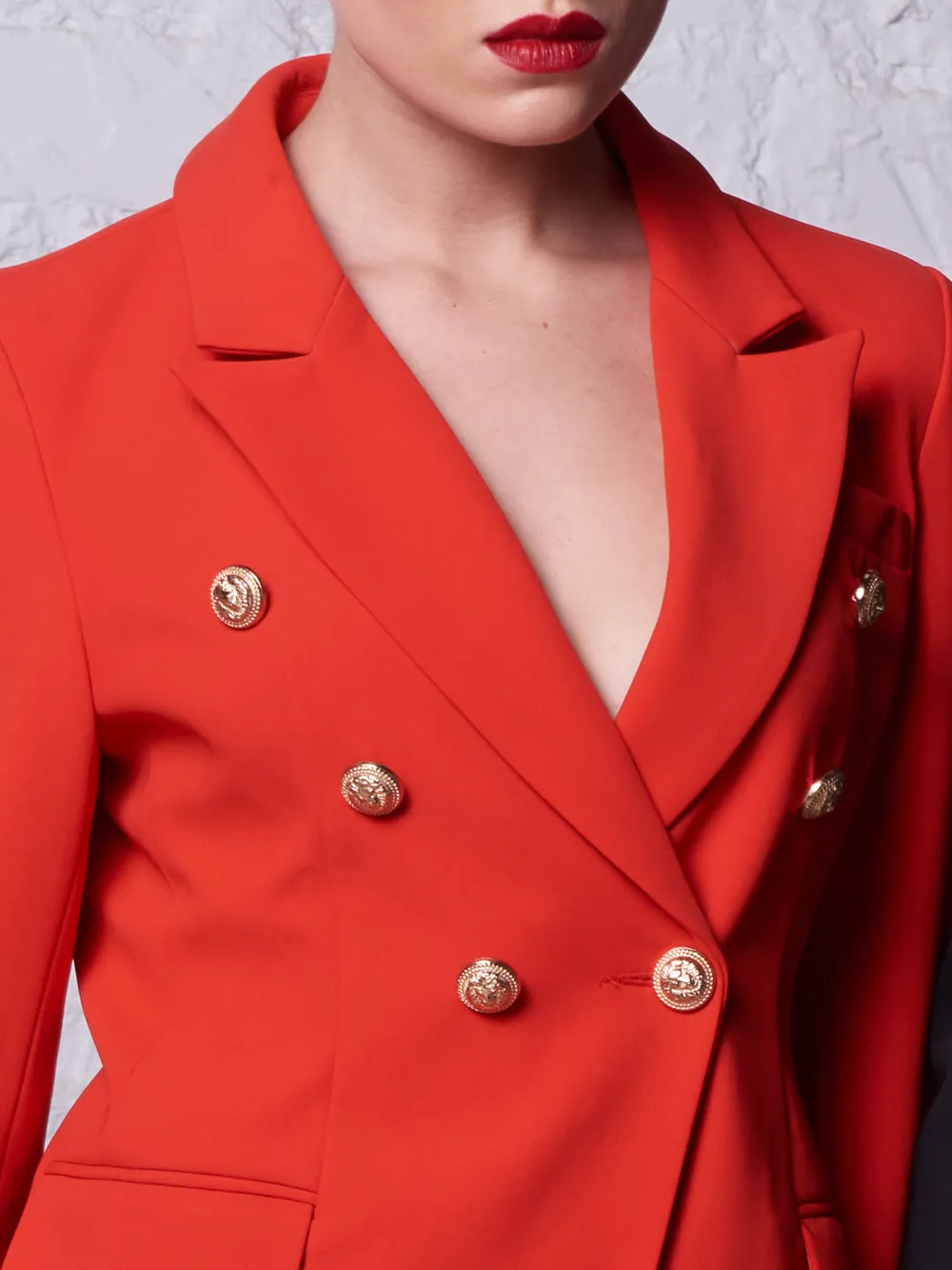 PENELOPE Double-Breasted Blazer in Red