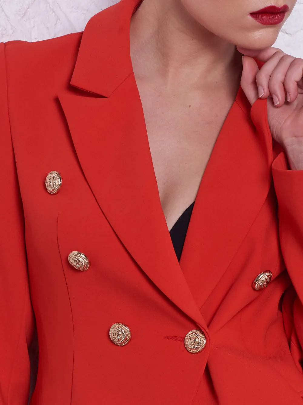 PENELOPE Double-Breasted Blazer in Red