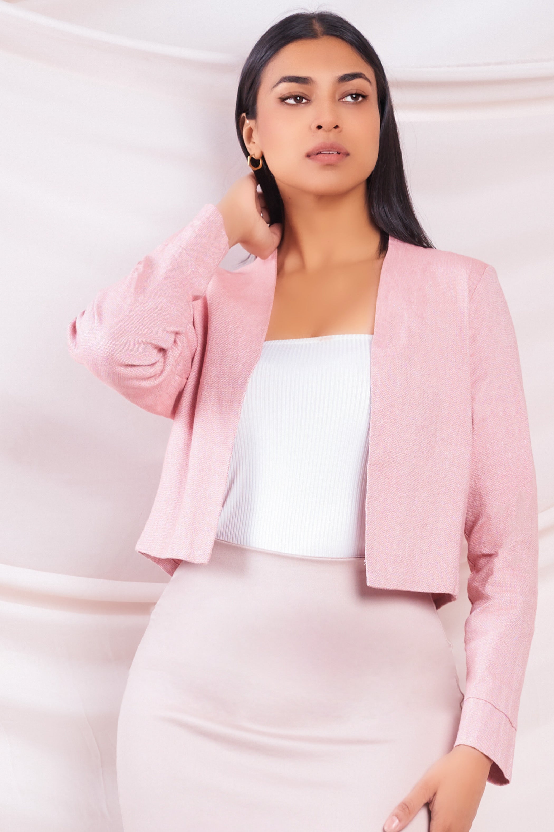 Pink Cropped Blazer