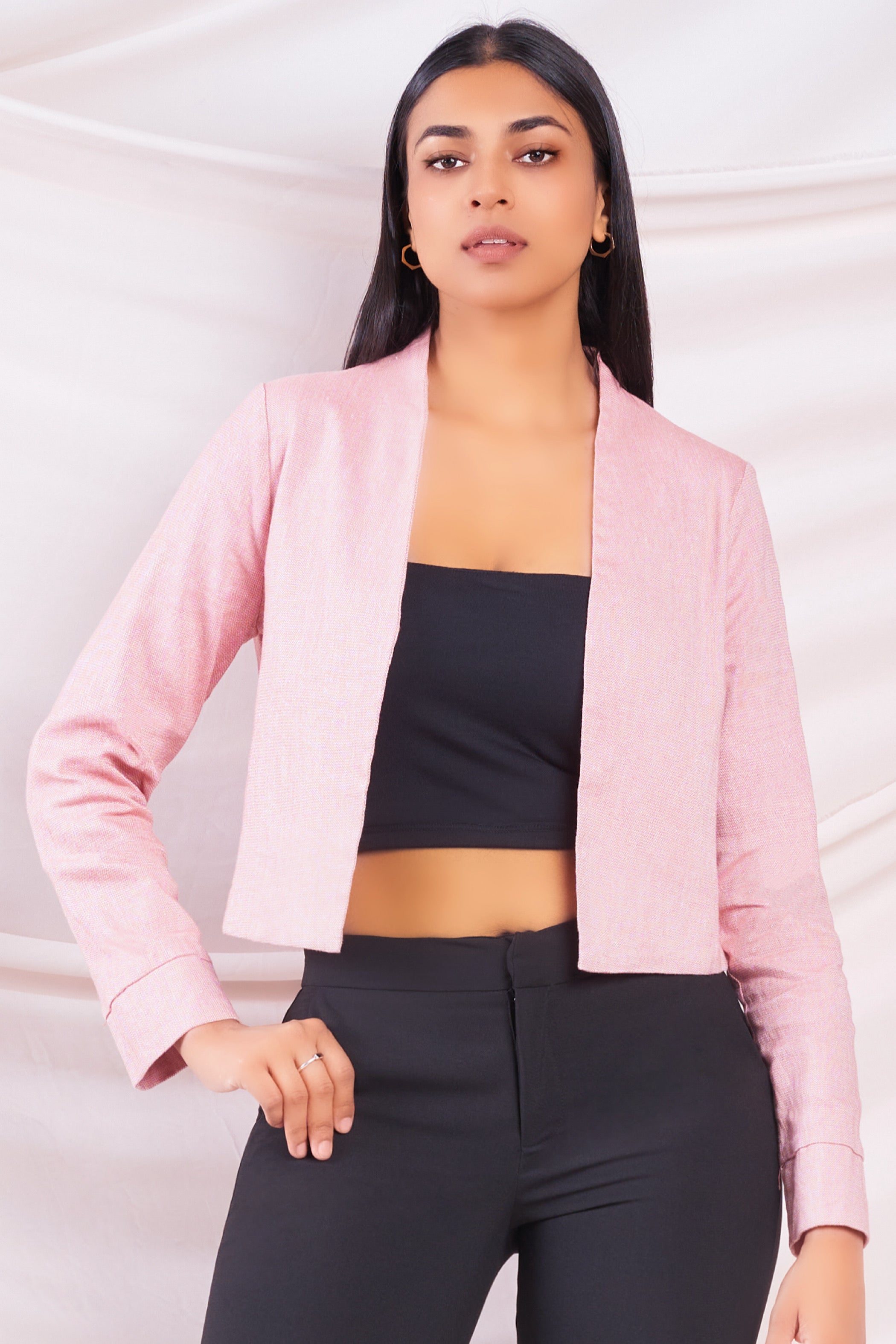 Pink Cropped Blazer