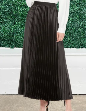 Pleated Satin Maxi Skirt