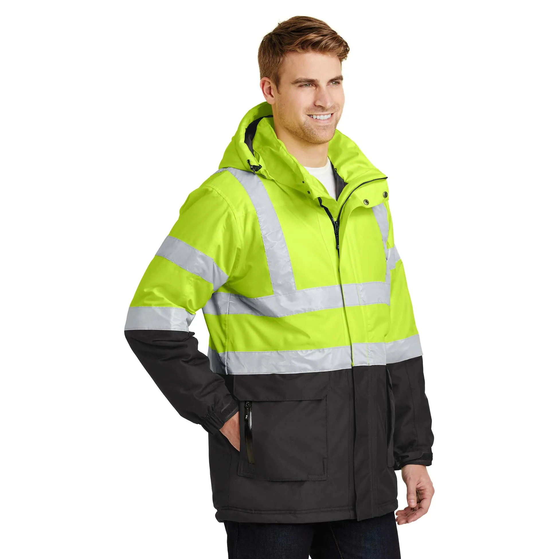 Port Authority J799S ANSI 107 Type R Class 3 Safety Heavyweight Parka - Safety Yellow/Black/Reflective