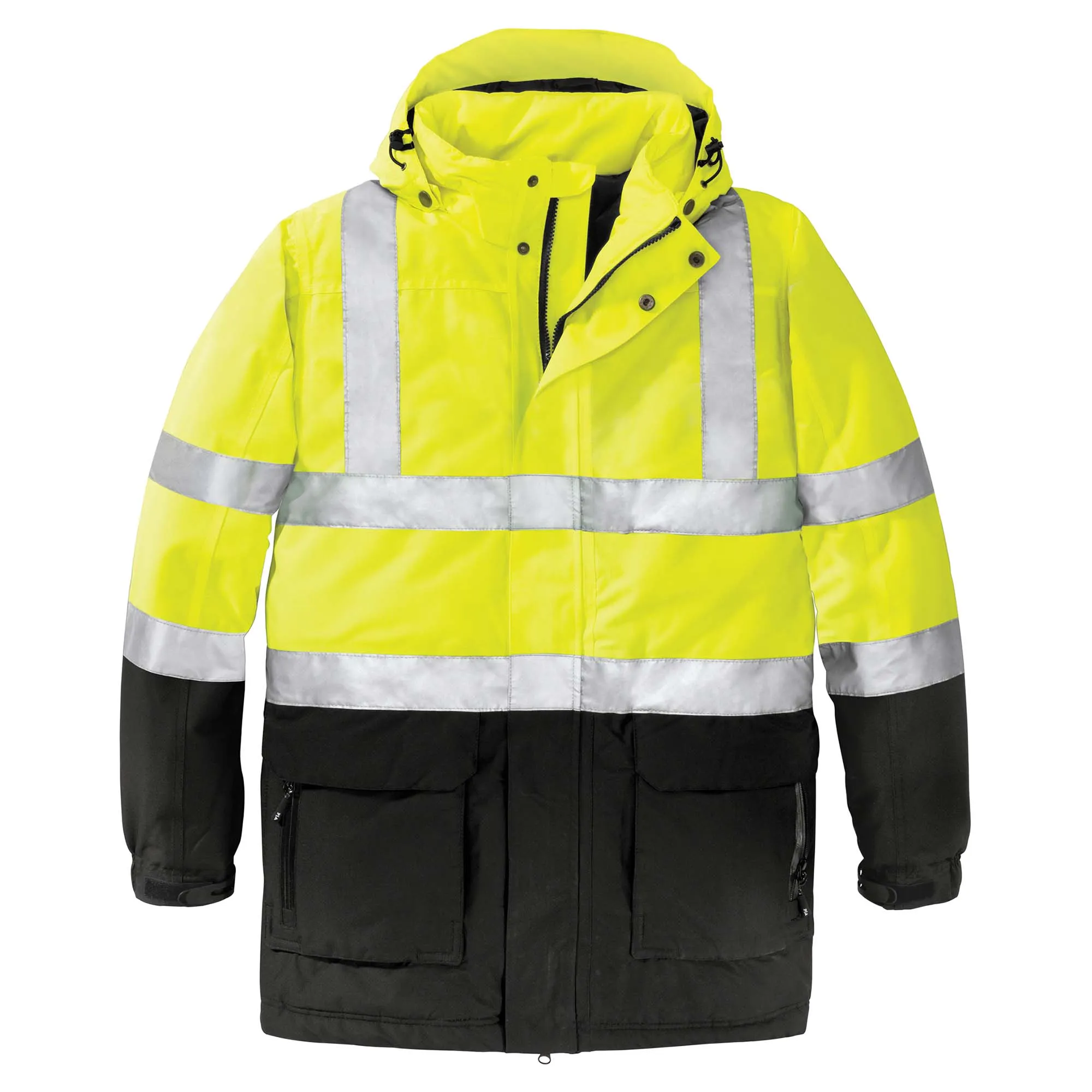 Port Authority J799S ANSI 107 Type R Class 3 Safety Heavyweight Parka - Safety Yellow/Black/Reflective