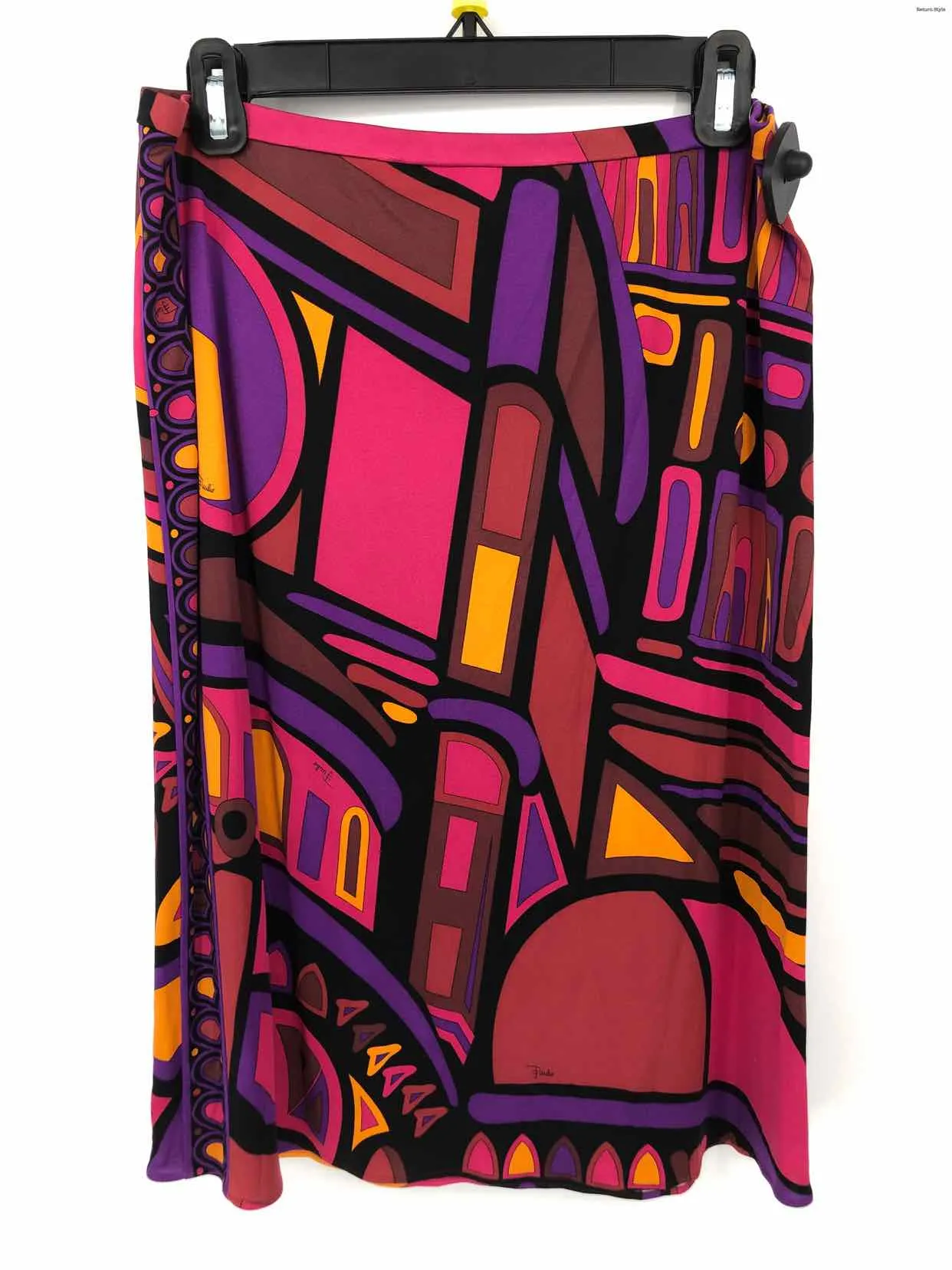 PUCCI Fuchsia Black Multi Silk Skirt