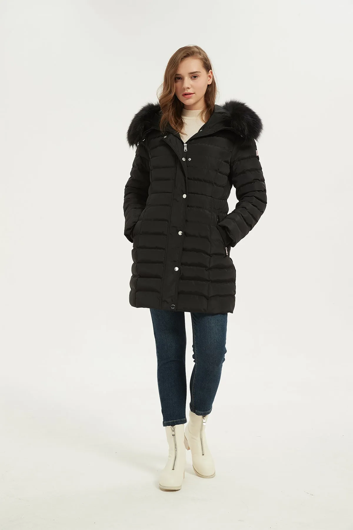 Puffer Coat & Jacket with Big Removable faux fur hood