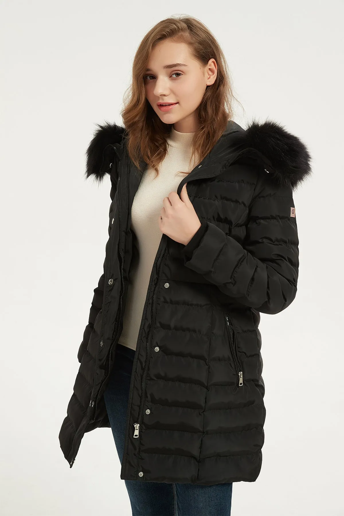 Puffer Coat & Jacket with Big Removable faux fur hood