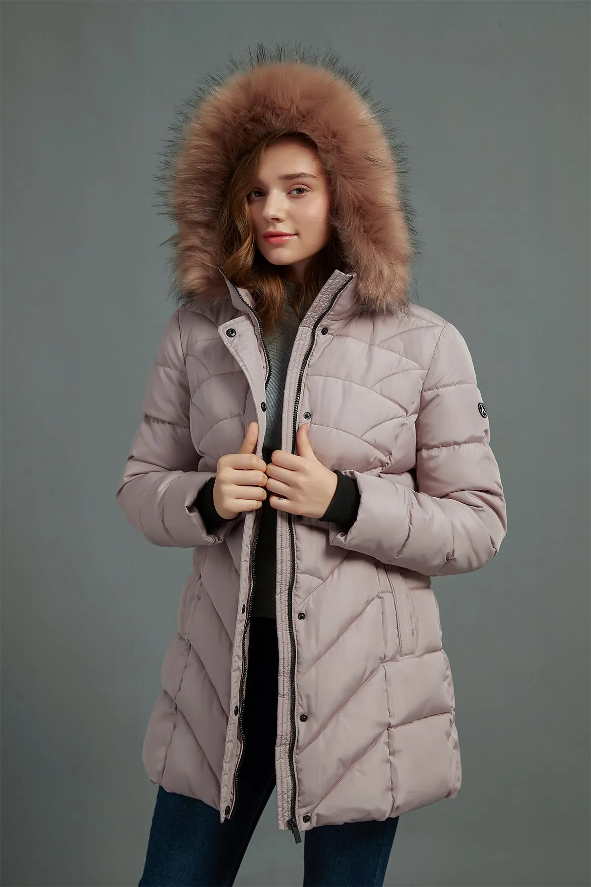 Quilted Puffer Coat & Jacket with faux fur hood