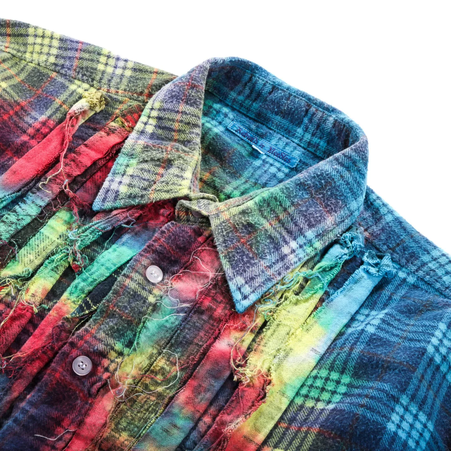 REBUILD BY NEEDLES RIBBON FLANNEL SHIRT TIE DYE - M (A)