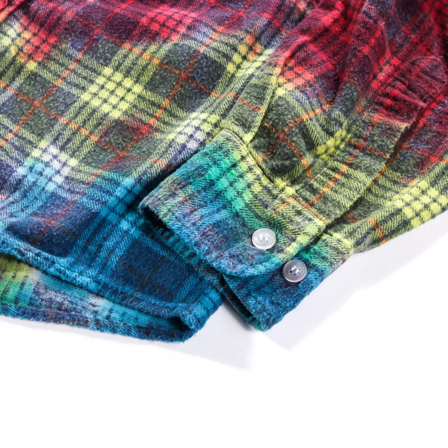 REBUILD BY NEEDLES RIBBON FLANNEL SHIRT TIE DYE - M (A)