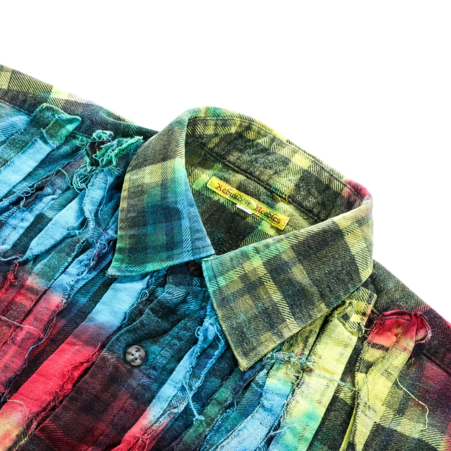 REBUILD BY NEEDLES RIBBON FLANNEL SHIRT TIE DYE - S (A)