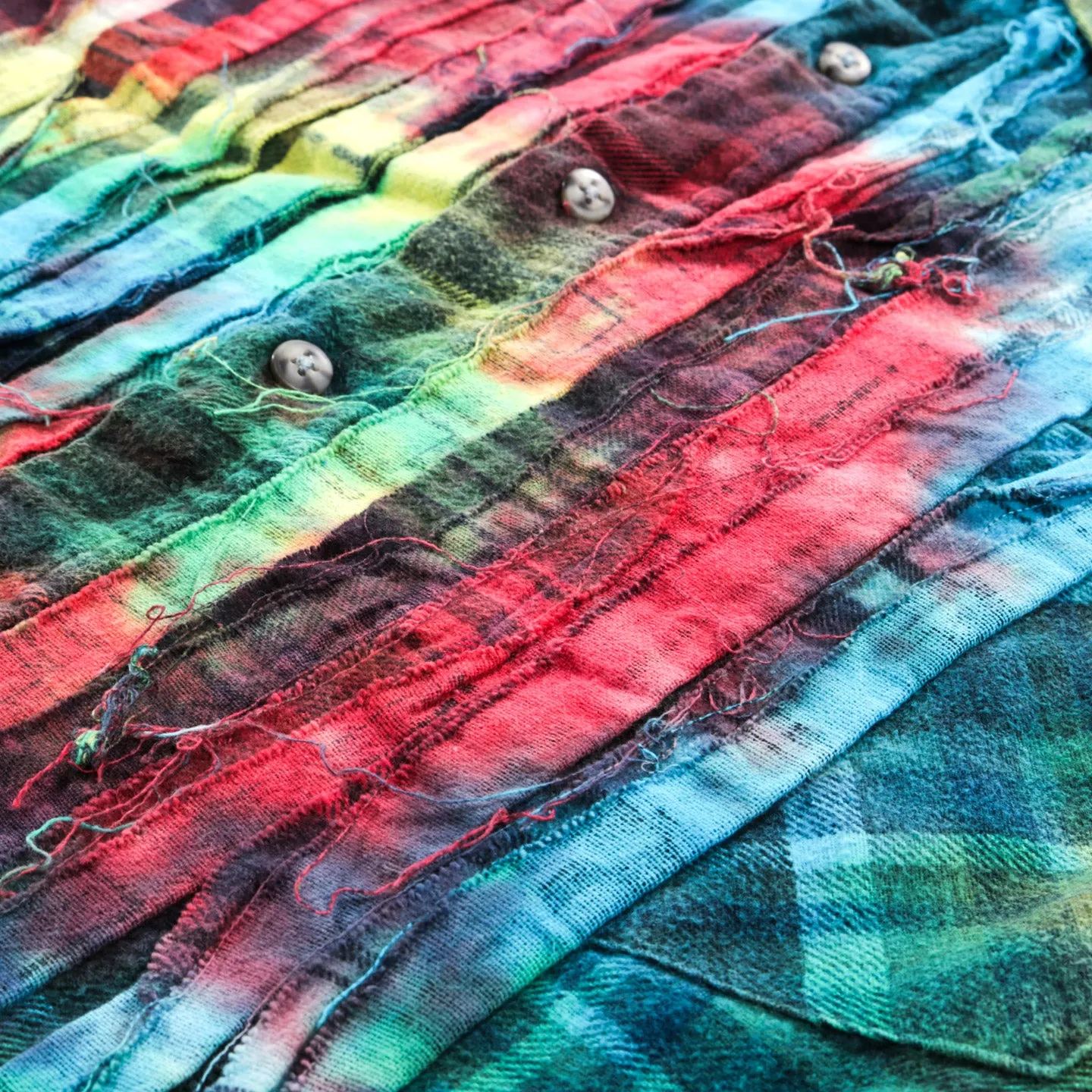 REBUILD BY NEEDLES RIBBON FLANNEL SHIRT TIE DYE - S (A)