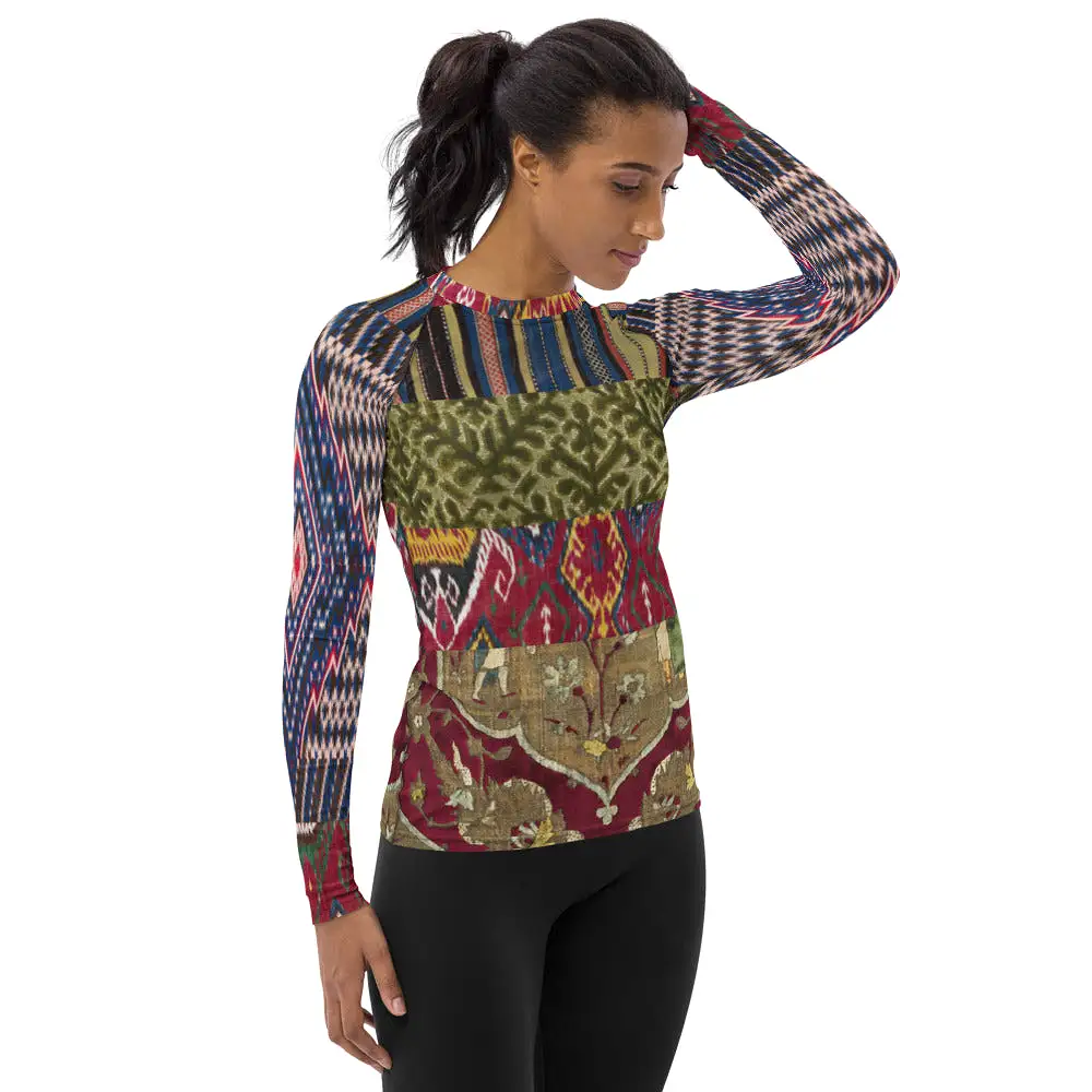 Red Melange Fashion Rashguard Top