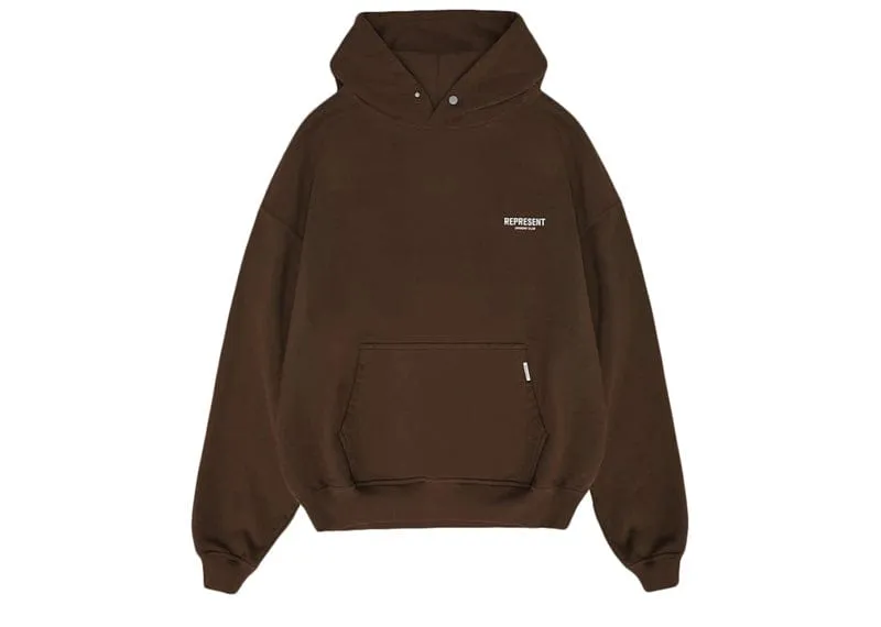 Represent Owner's Club Hoodie Brown/White