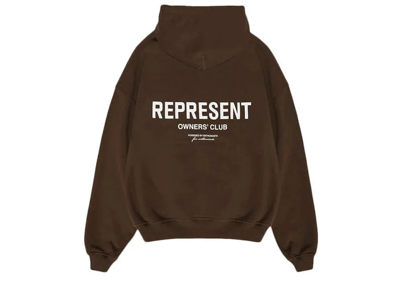 Represent Owner's Club Hoodie Brown/White