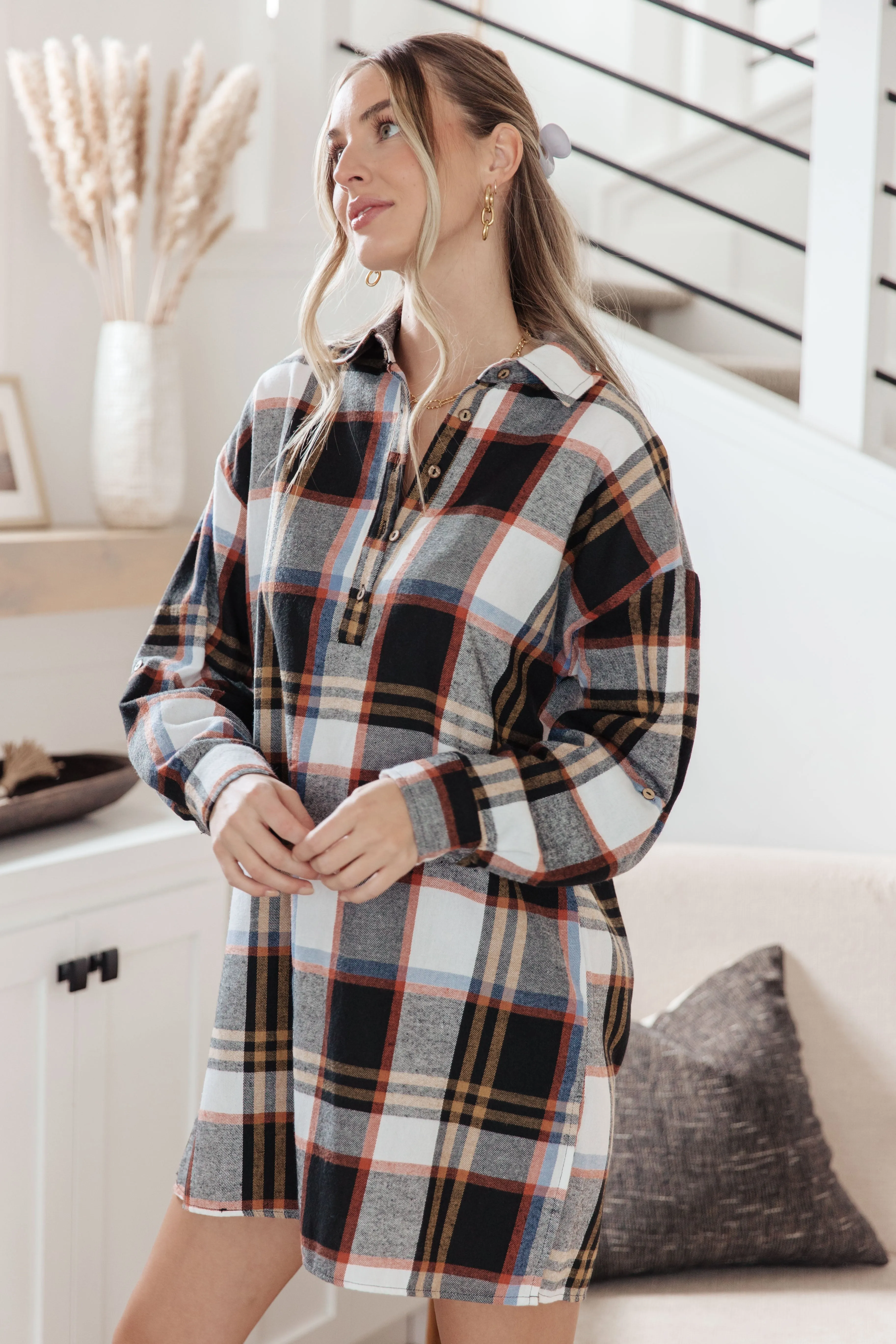 Right Plaid Shirt Dress