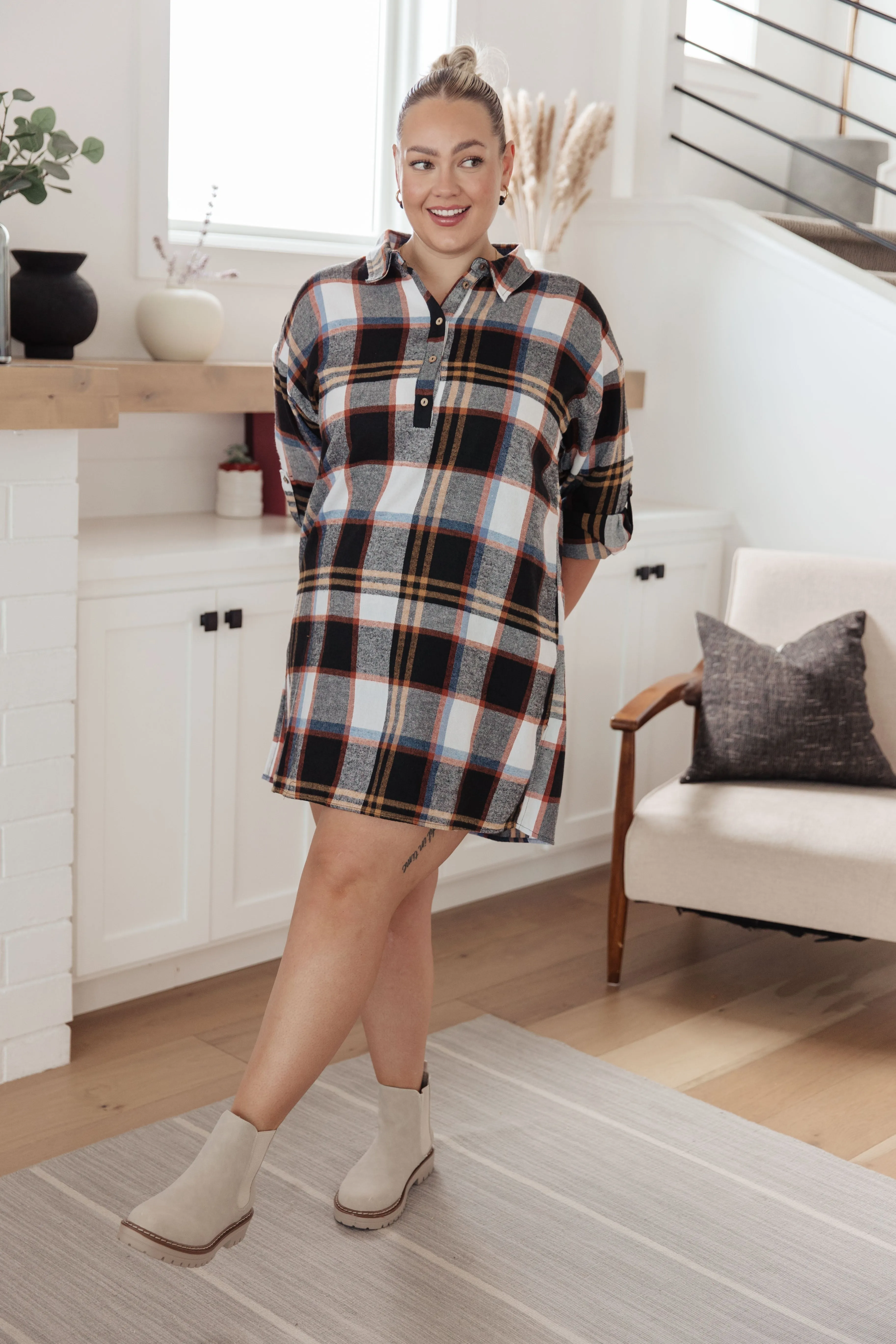 Right Plaid Shirt Dress