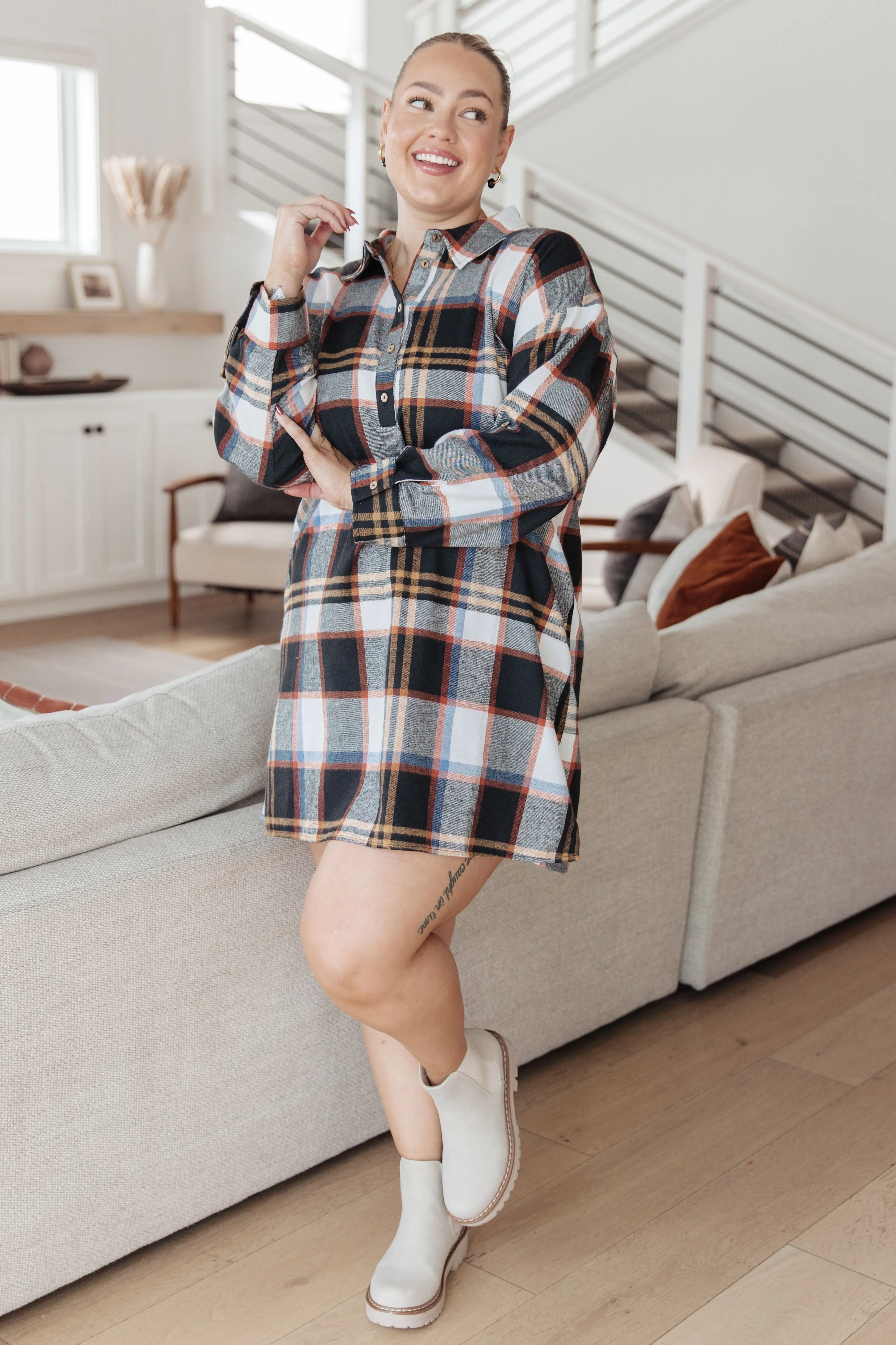 Right Plaid Shirt Dress