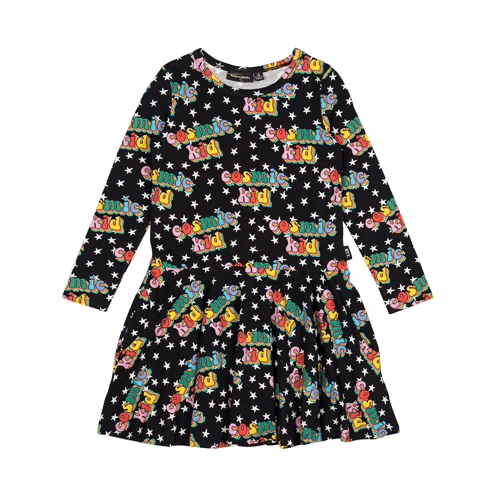 Rock Your Baby Cosmic Kid LS Drop Waist Dress