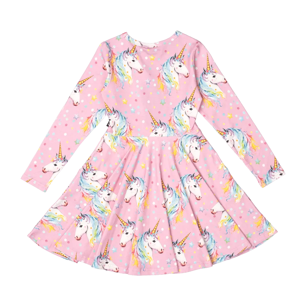 Rock Your Baby Dotty Unicorn Waisted Dress