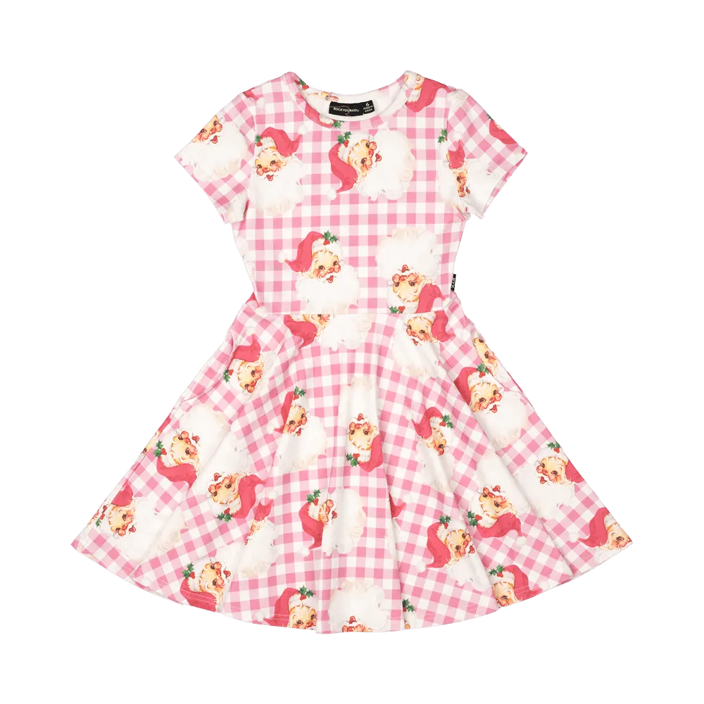 Rock Your Baby Santa Gingham Waisted Dress