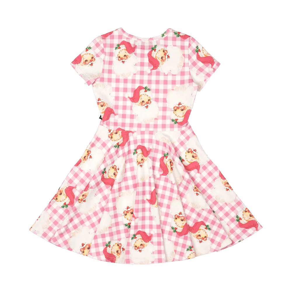 Rock Your Baby Santa Gingham Waisted Dress