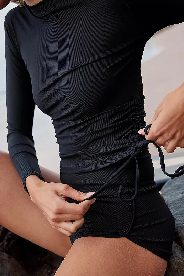 Ruched Rashguard - Black Rib