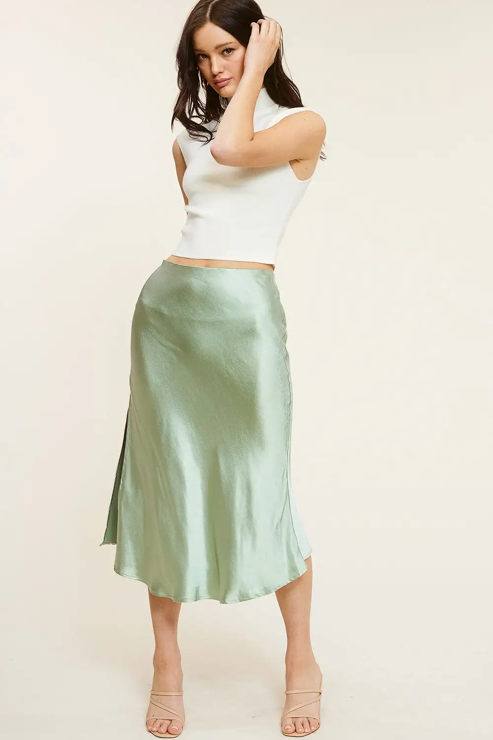 Sage Silk Skirt