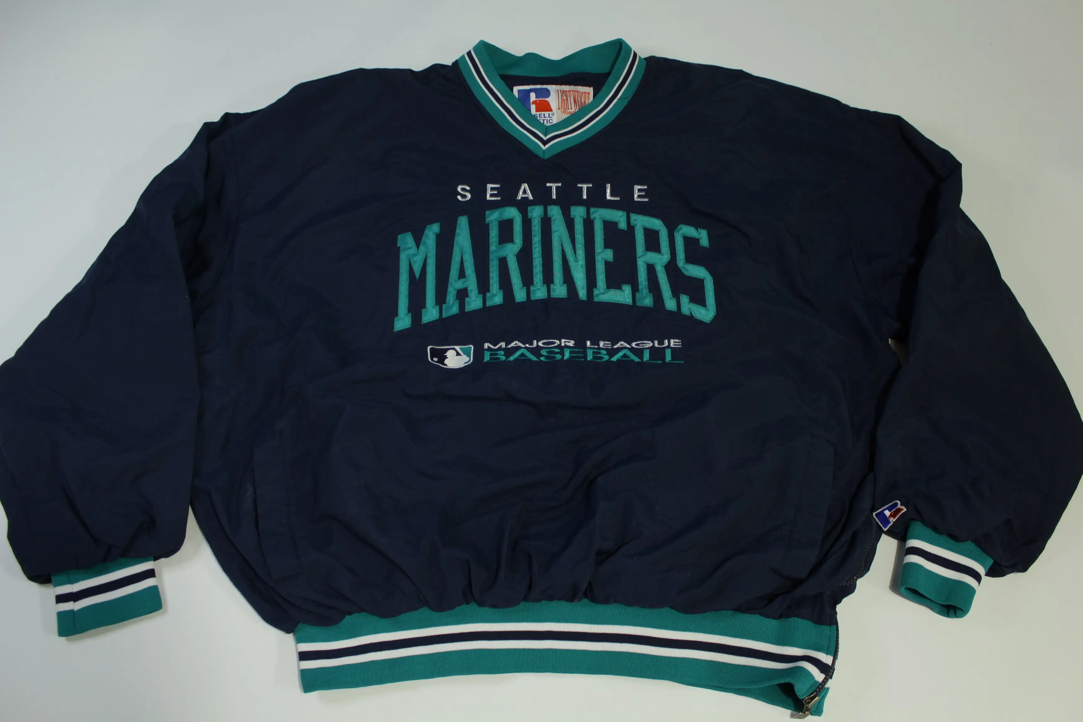 Seattle Mariners Vintage Russell Stitched Embroidered 90's Pullover Windbreaker Jacket