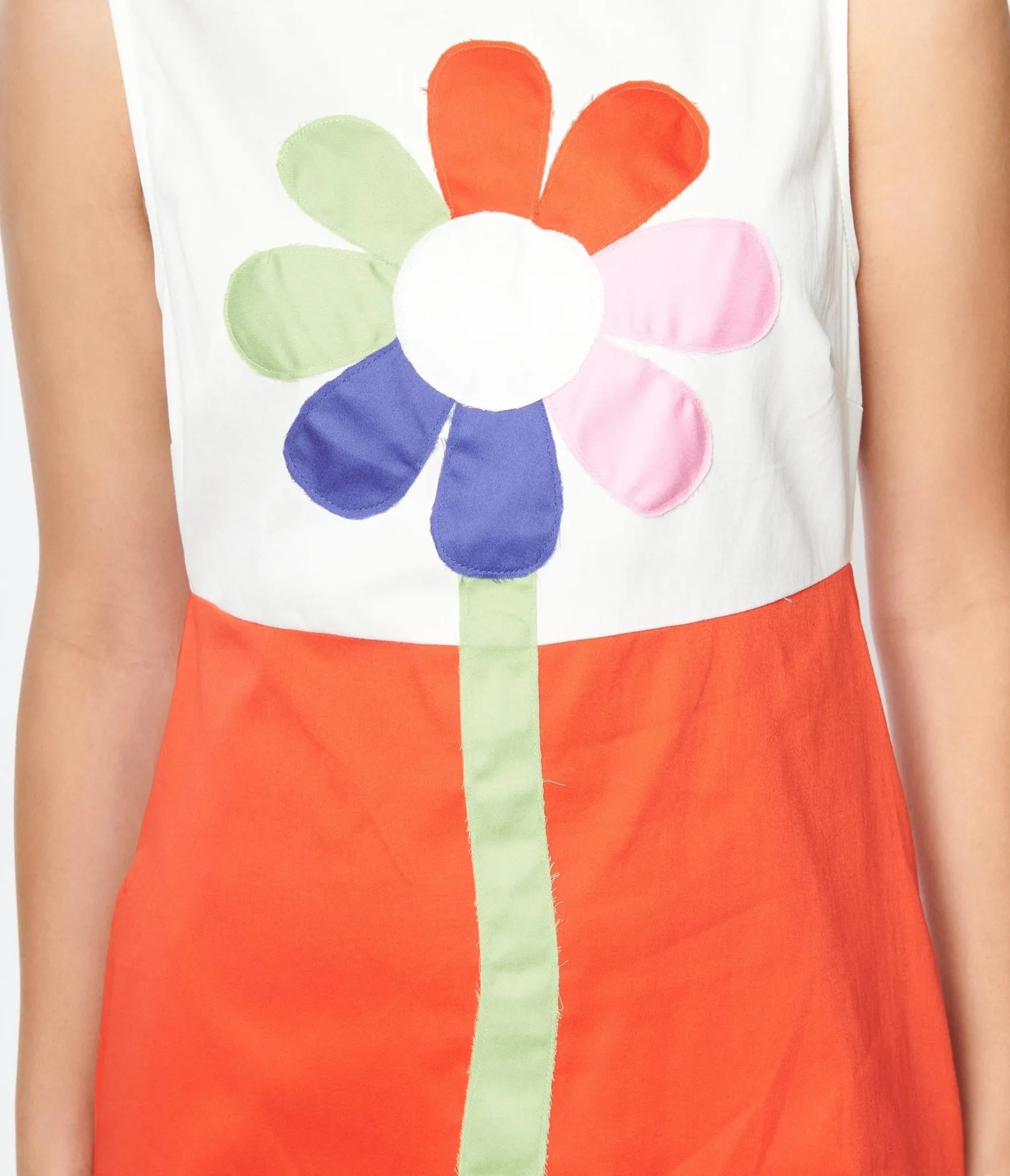 Smak Parlour Retro Style White & Orange Flower Power Shift Dress