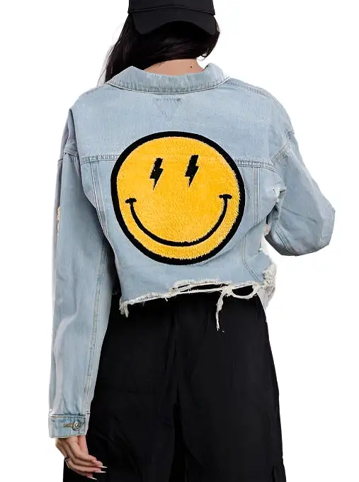 Smiley Crop Denim Jacket