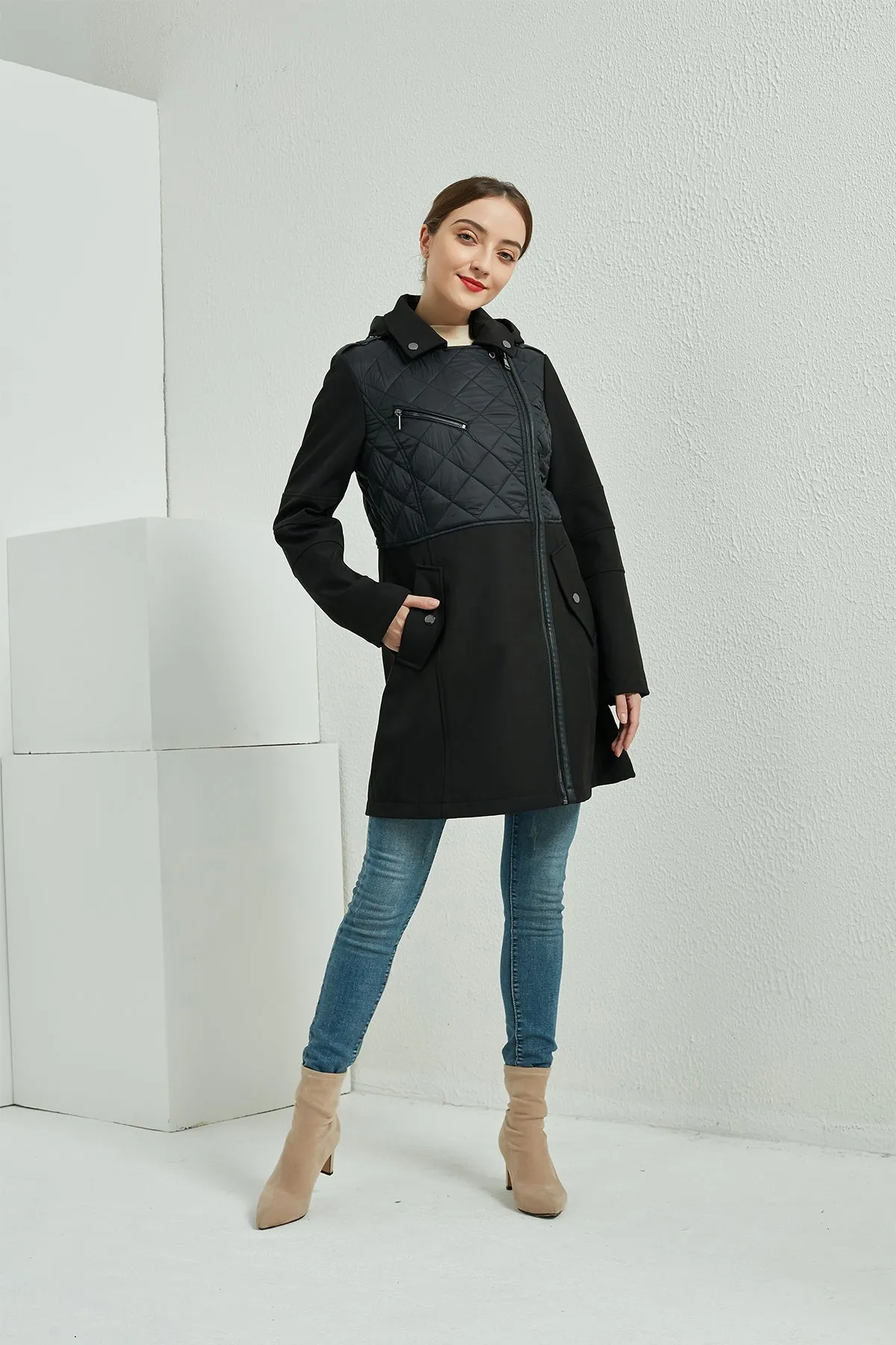 Softshell Asymmetrical zip up Trench Coat & Jacket