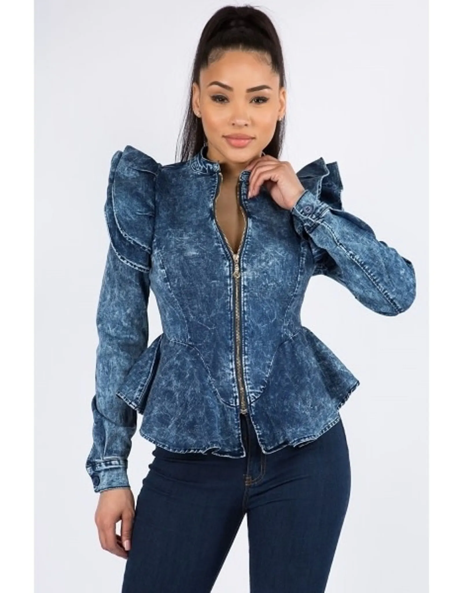   Stretch Washed Denim Jacket