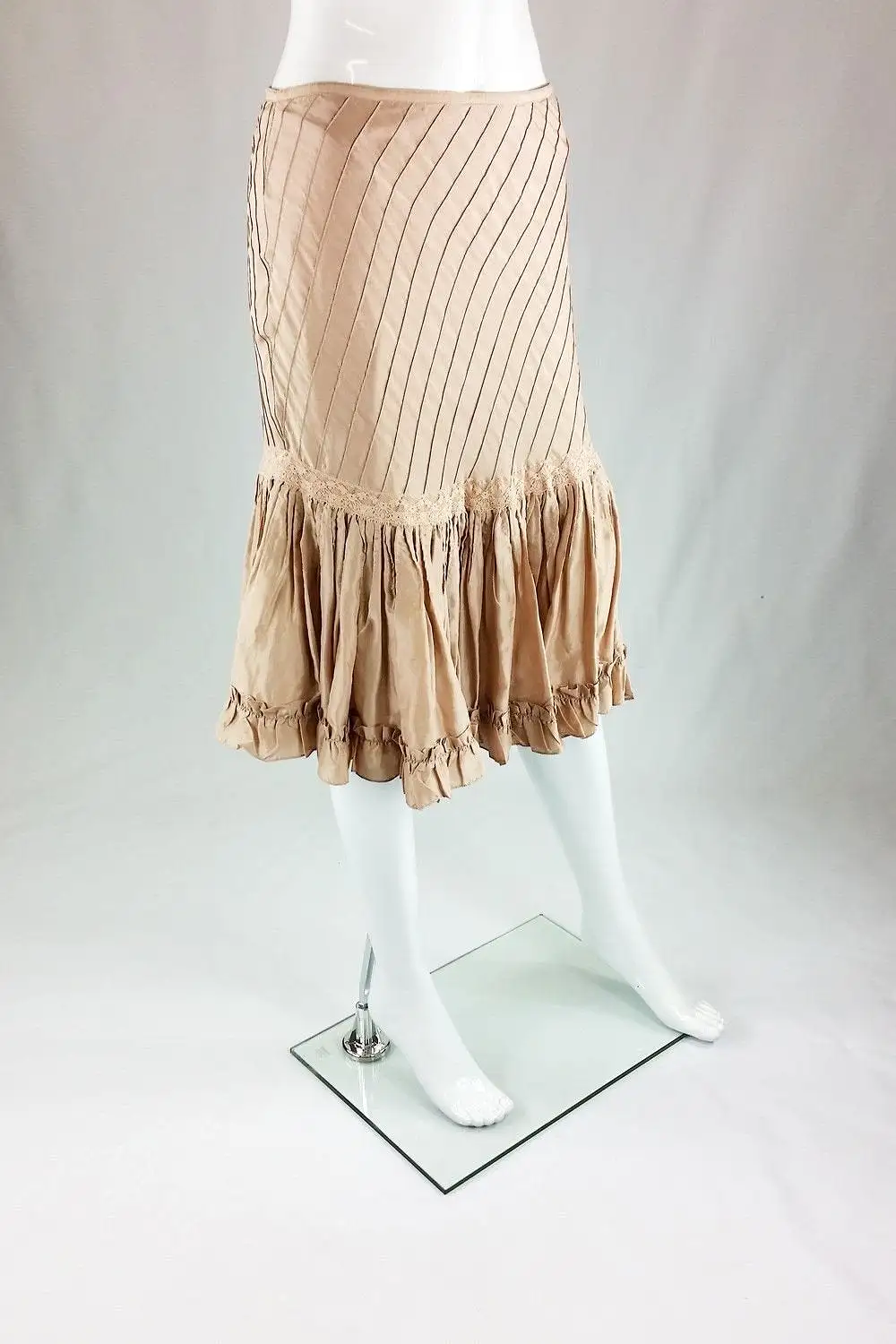 TARA JARMON Vieux Rose Boho Style Ruffle Trim Satin Skirt (UK 8 )