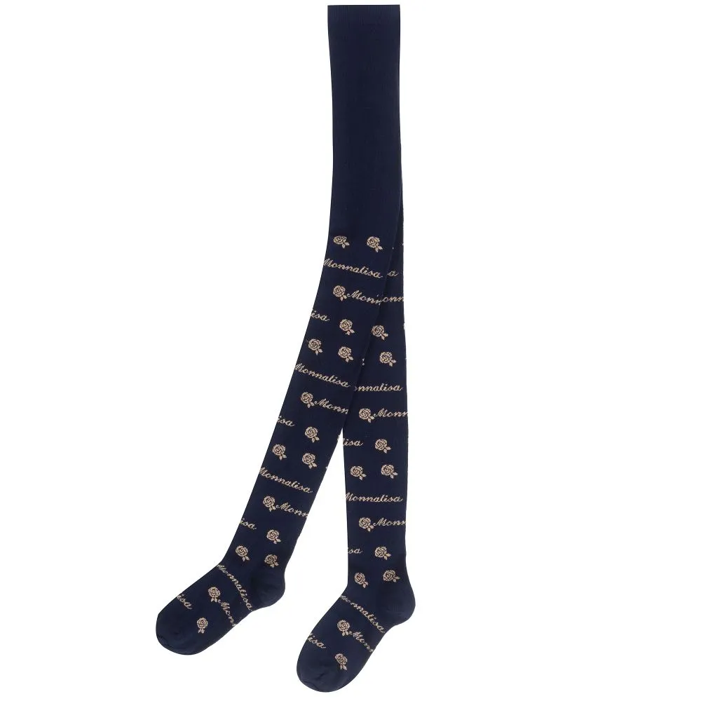 Teen Blue & Gold Logo Tights