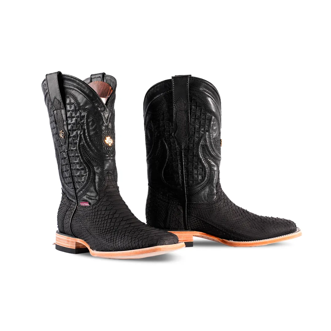 Texas Country Boot Python Black Nobuck PN30-1