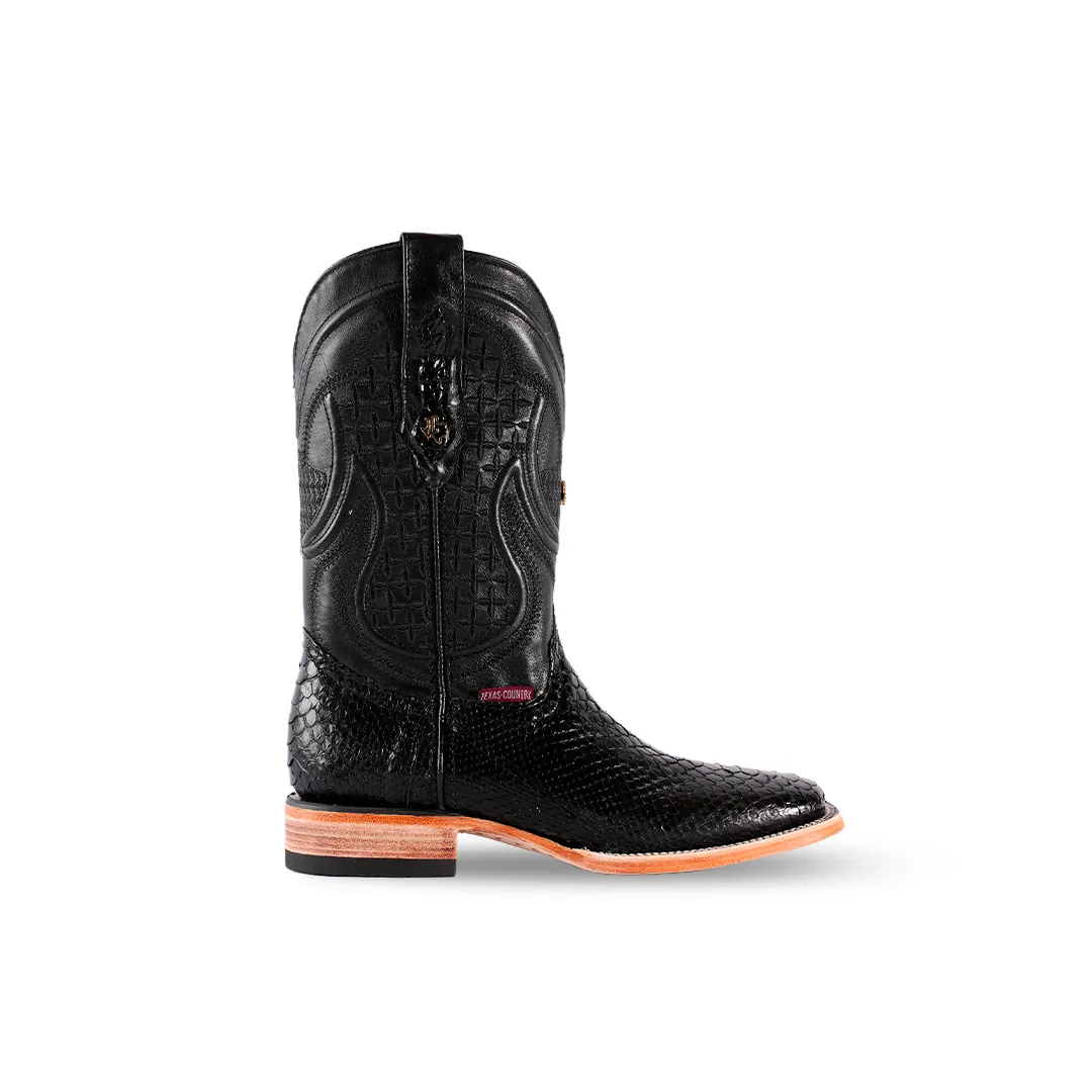 Texas Country Boot Python Black  PN30