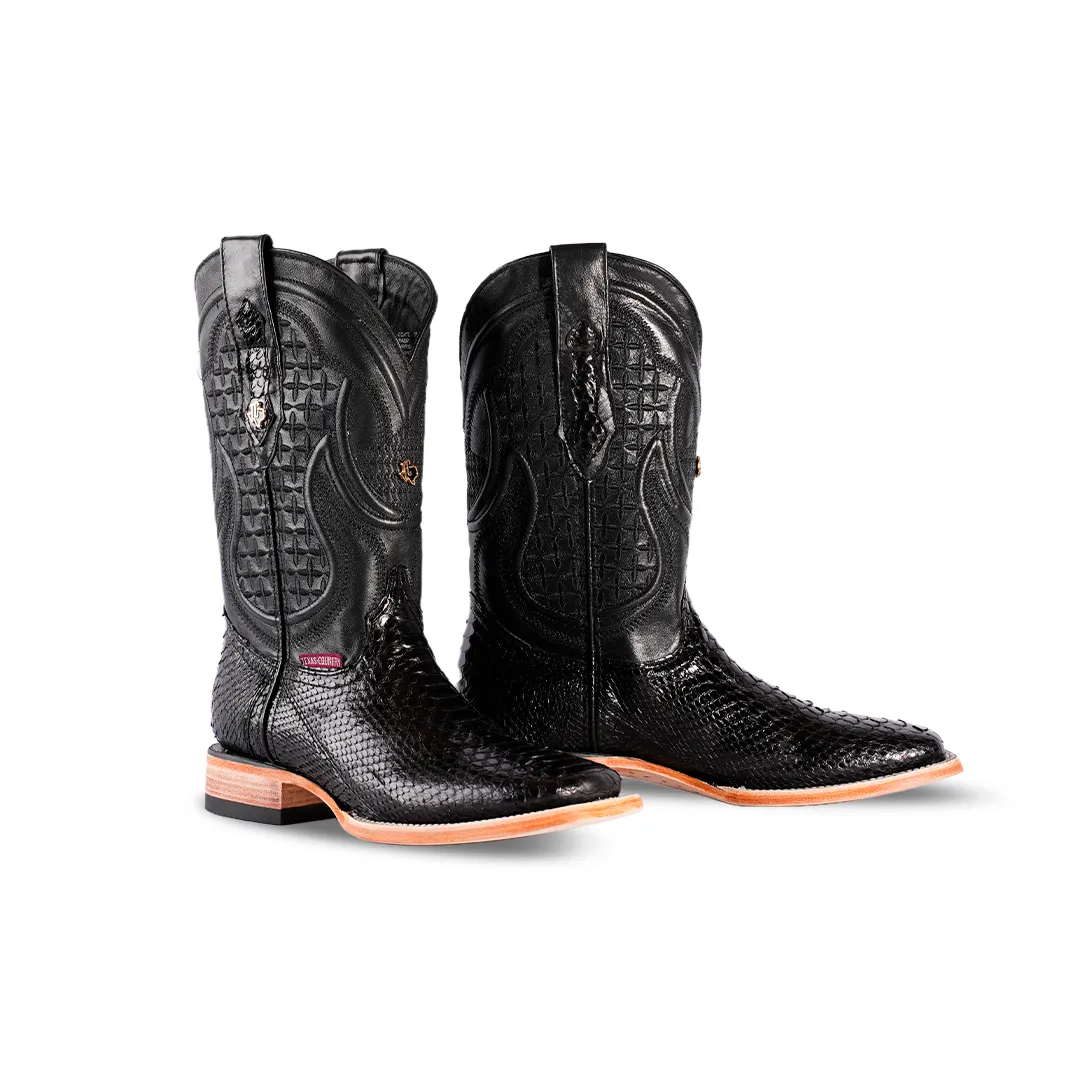 Texas Country Boot Python Black  PN30