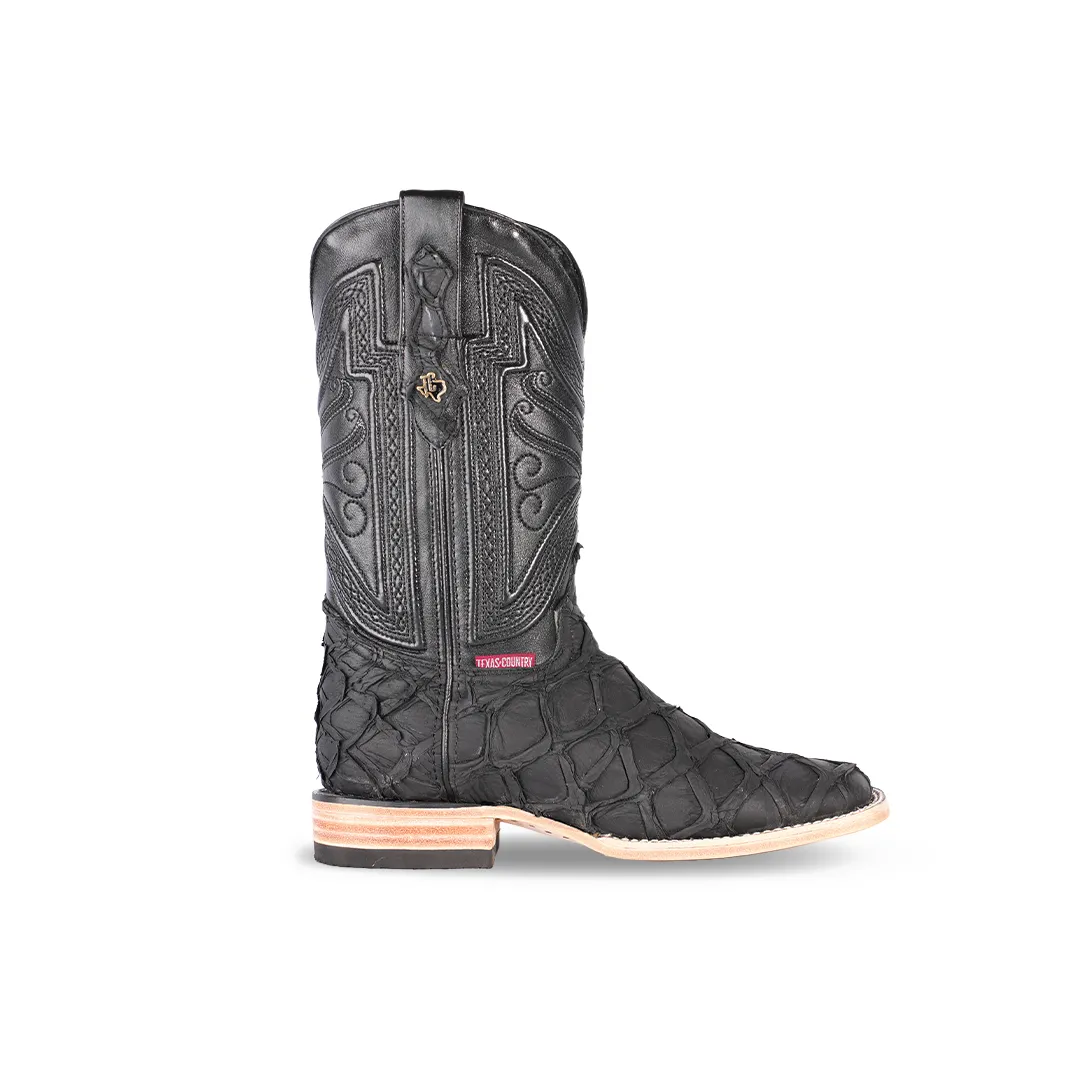 Texas Country Exotic Boot Pez Pirarucu Black PZ60