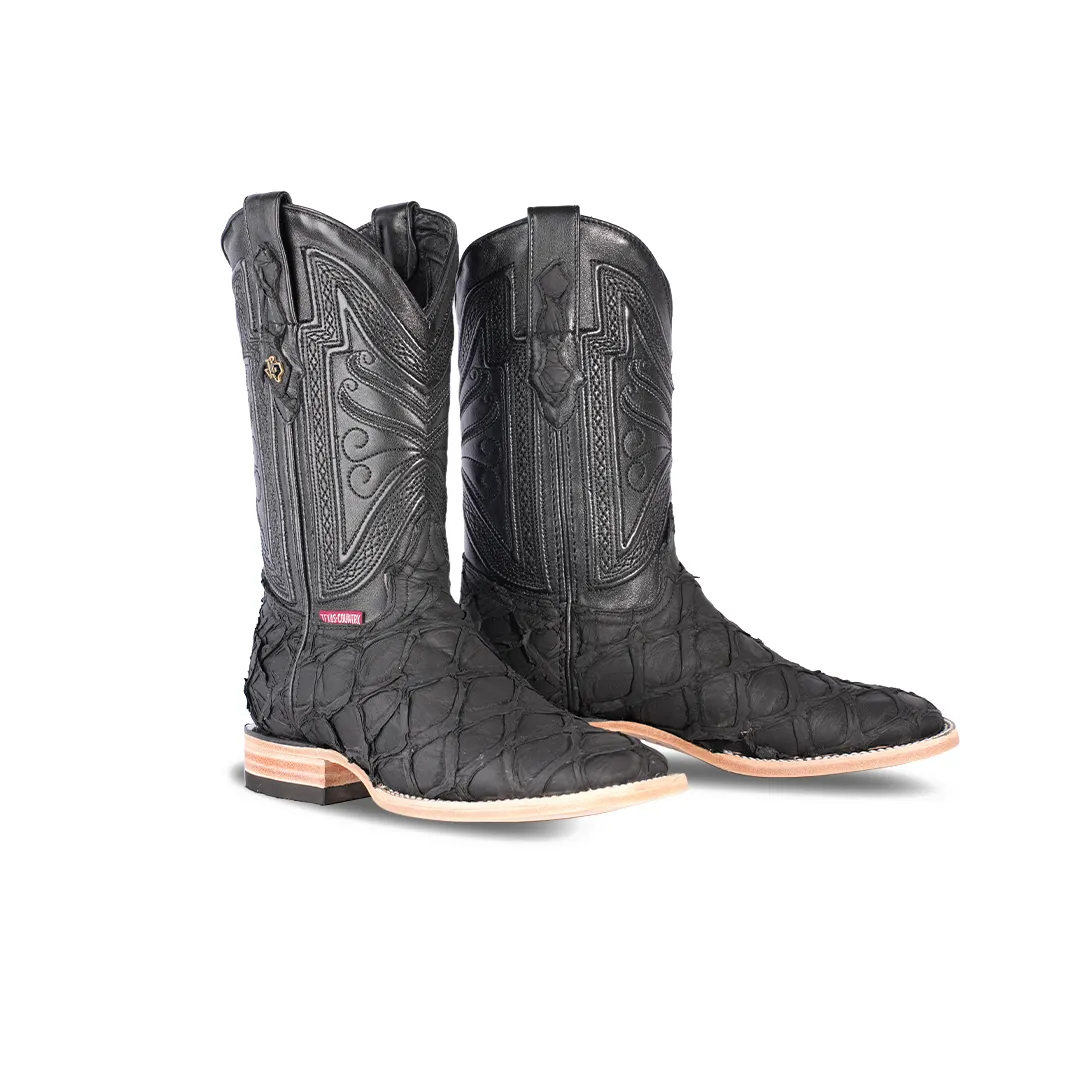 Texas Country Exotic Boot Pez Pirarucu Black PZ60