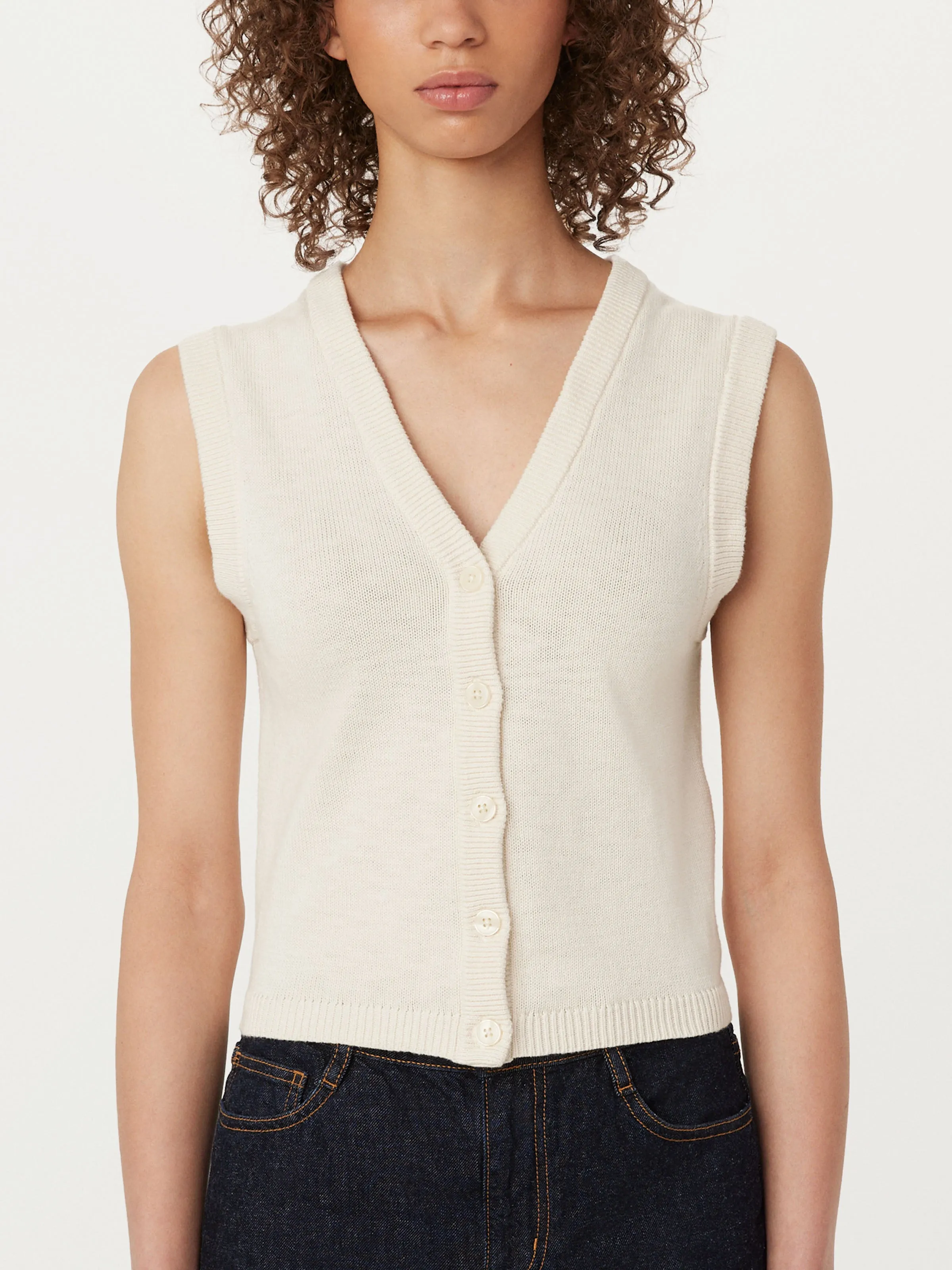 The Button-Up Sweater Vest in Vanilla