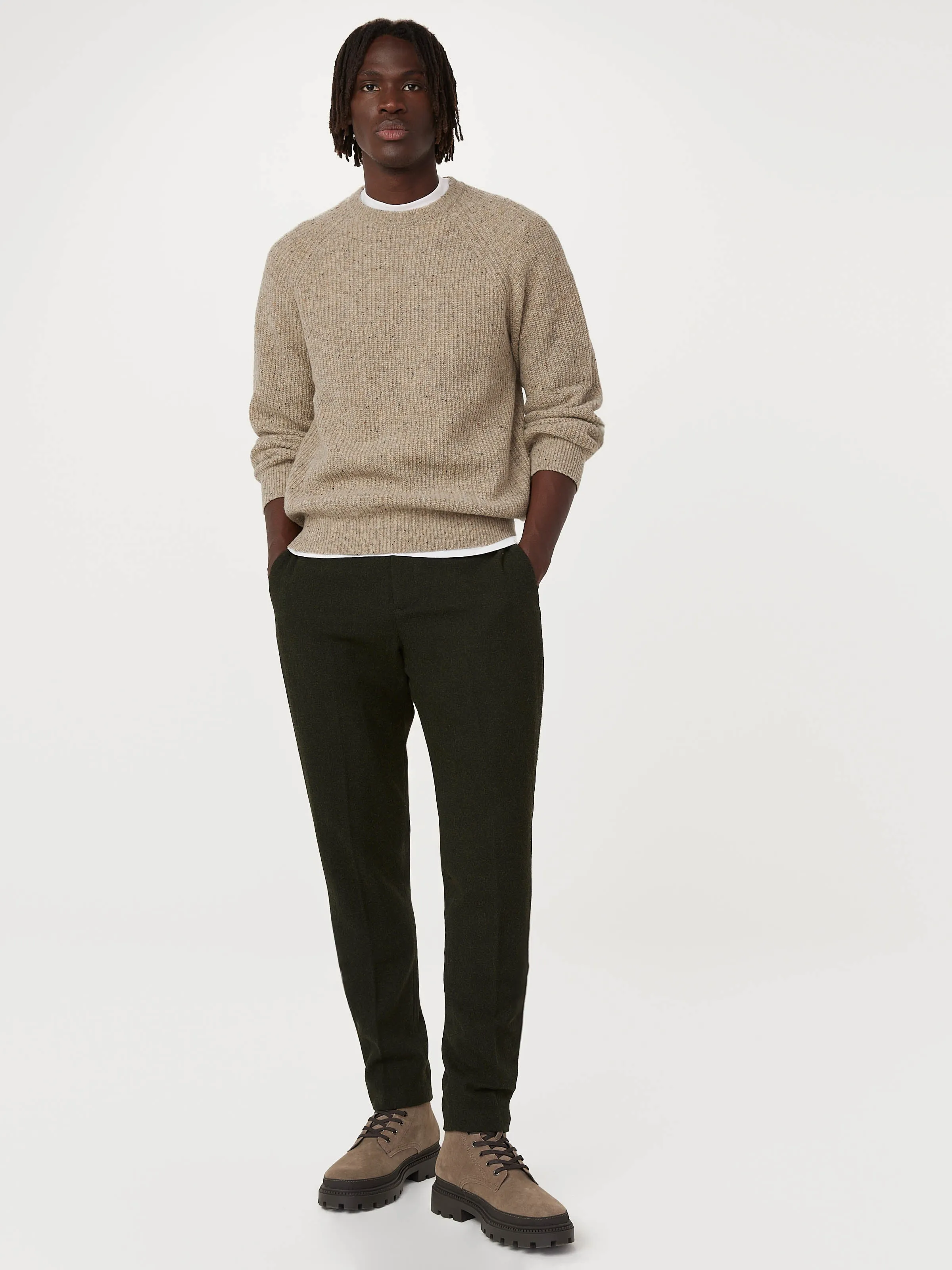 The Donegal Crewneck Sweater in Light Beige