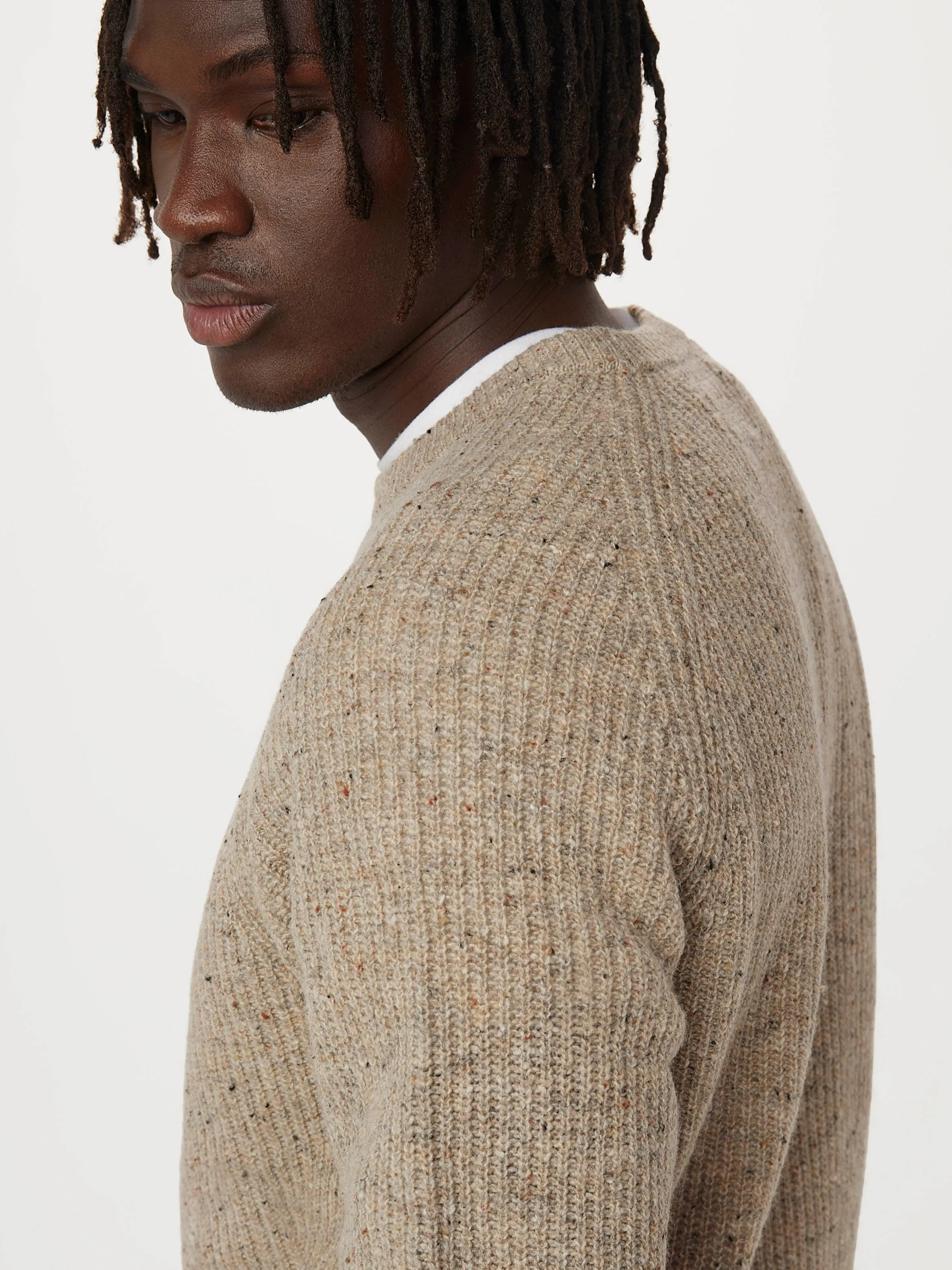 The Donegal Crewneck Sweater in Light Beige