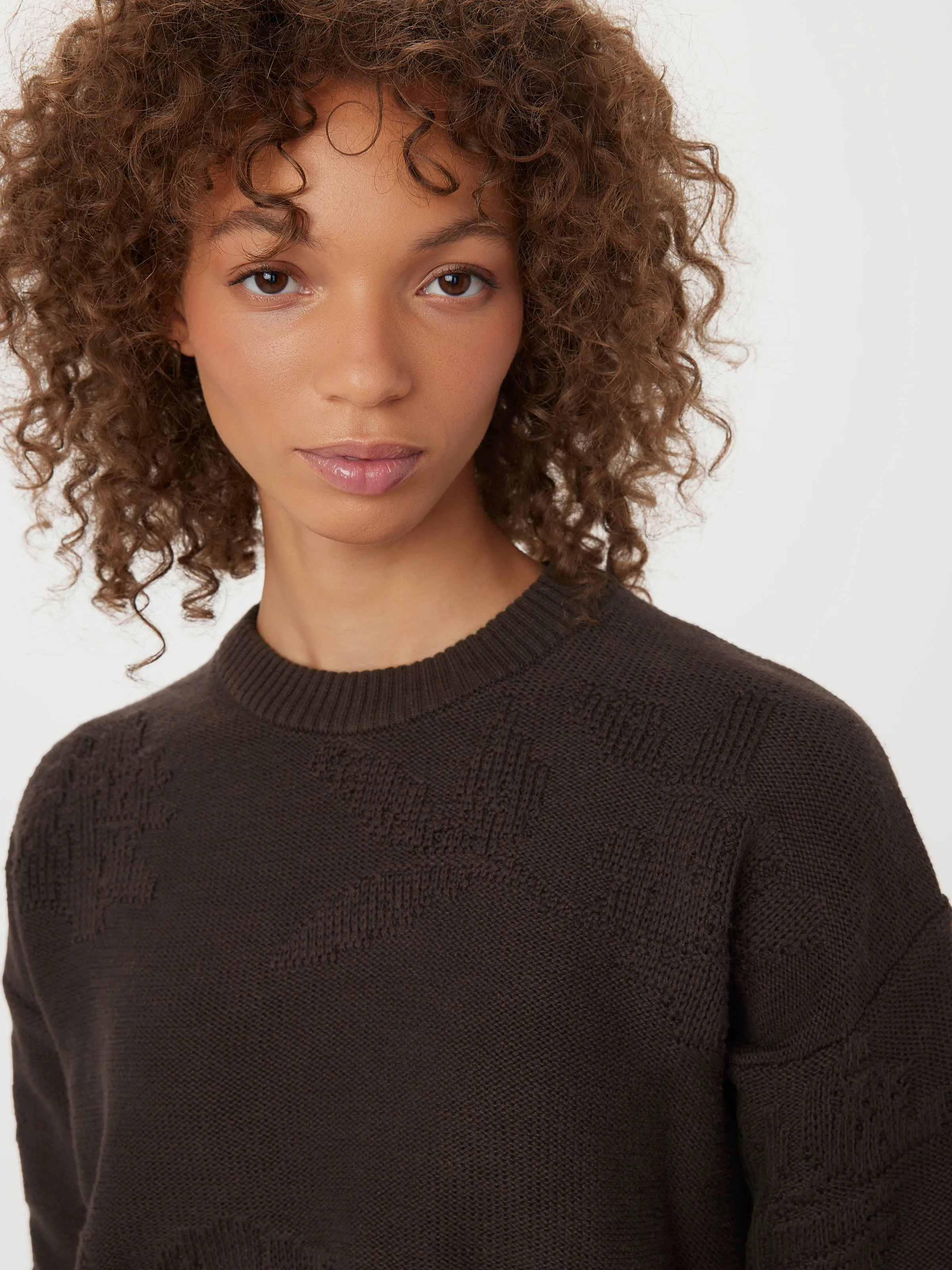 The Floral Jacquard Sweater in Dark Chocolate